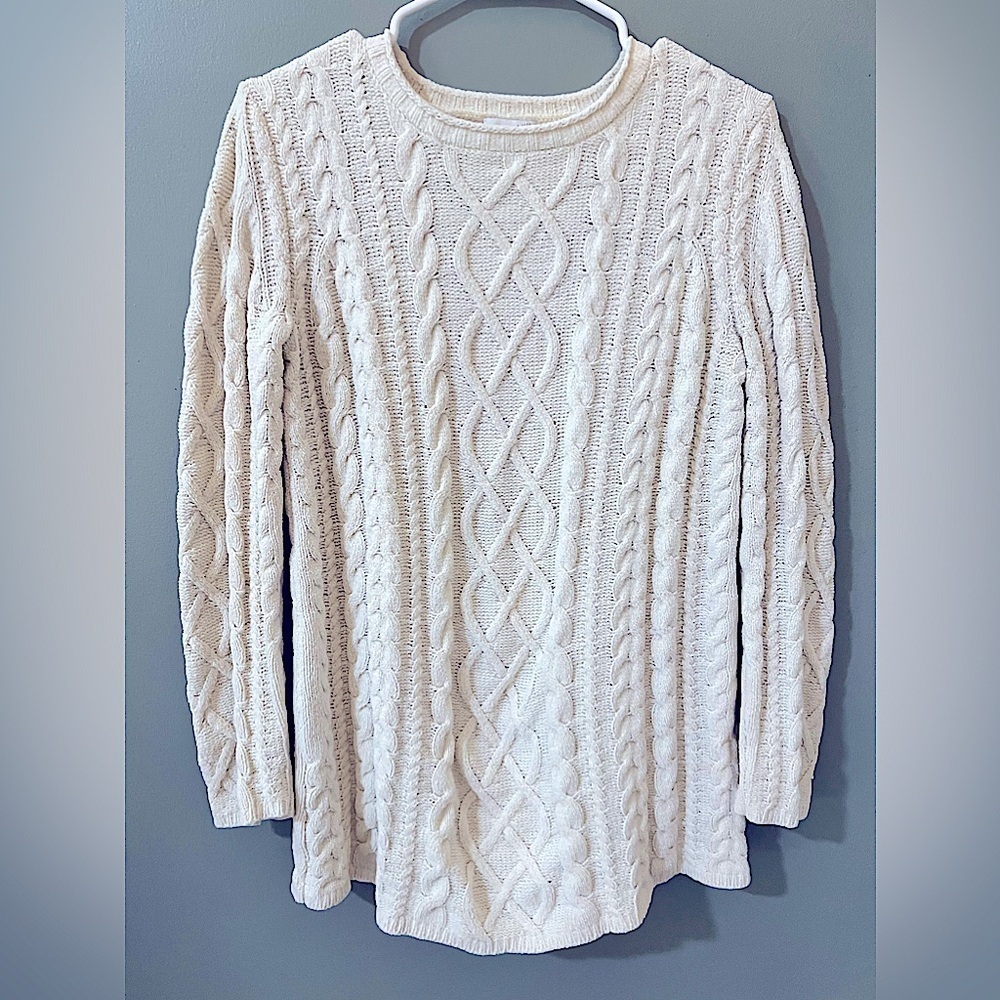 J. Jill Sweater Womens Size Small Cream Soft Cable Knit Sweater Cozy Chunky Warm